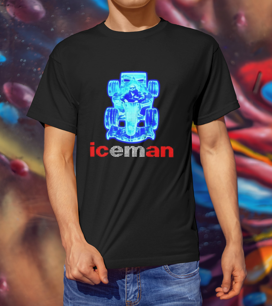 Iceman Kimi Räikkönen F1 Driver Holographic Car Racing Blue Red T-Shirt