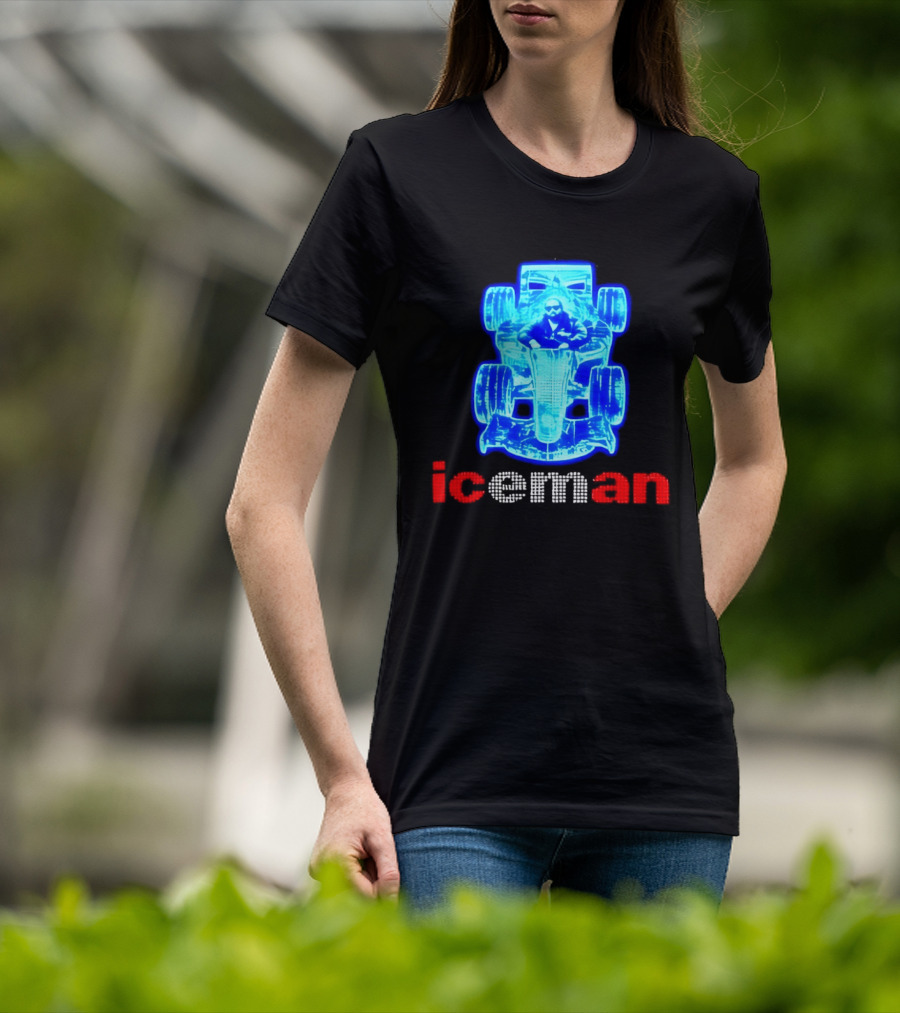 Iceman Kimi Räikkönen F1 Driver Holographic Car Racing Blue Red T-Shirt