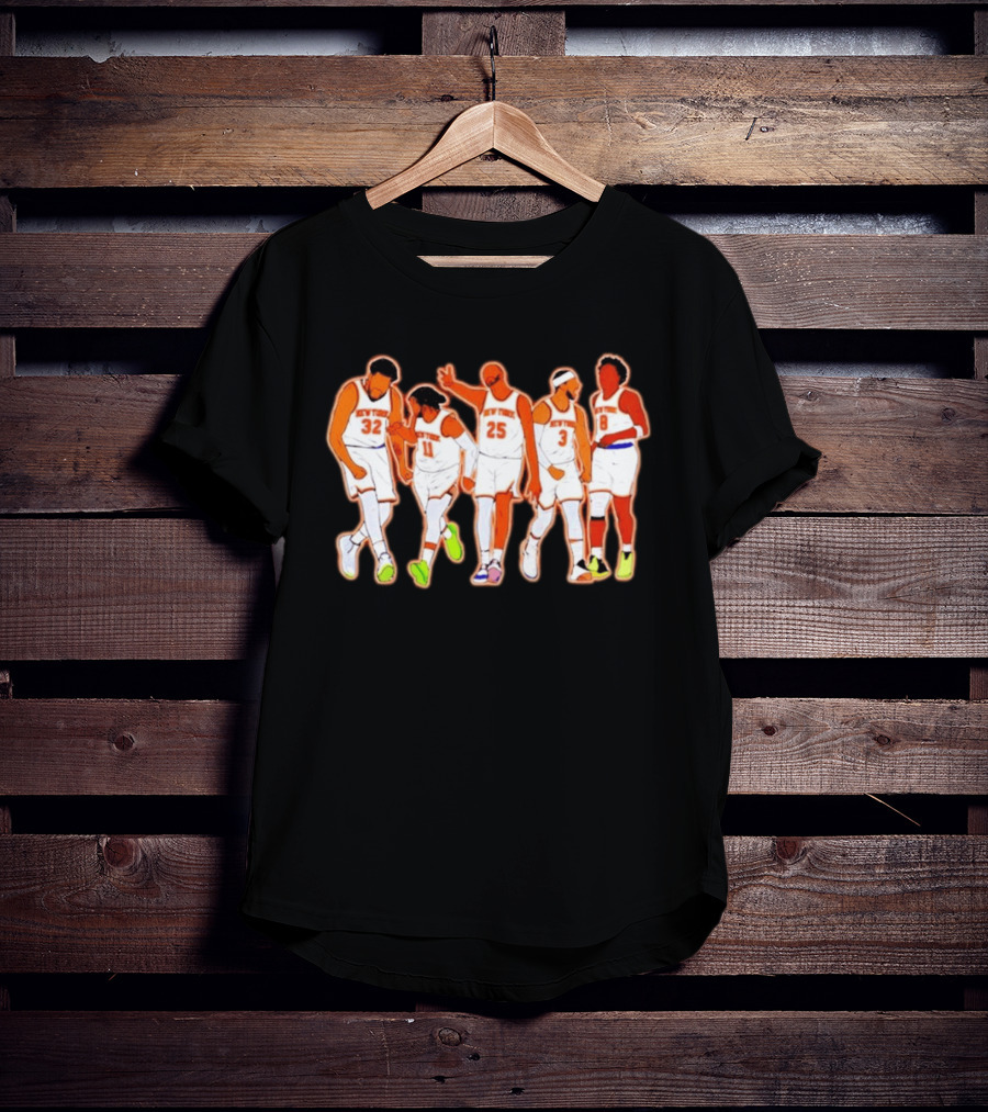 New York Knicks Karl Anthony Towns Jalen Brunson Mikal Bridges Josh Hart OG Anunoby Basketball Team Starting Five T-Shirt