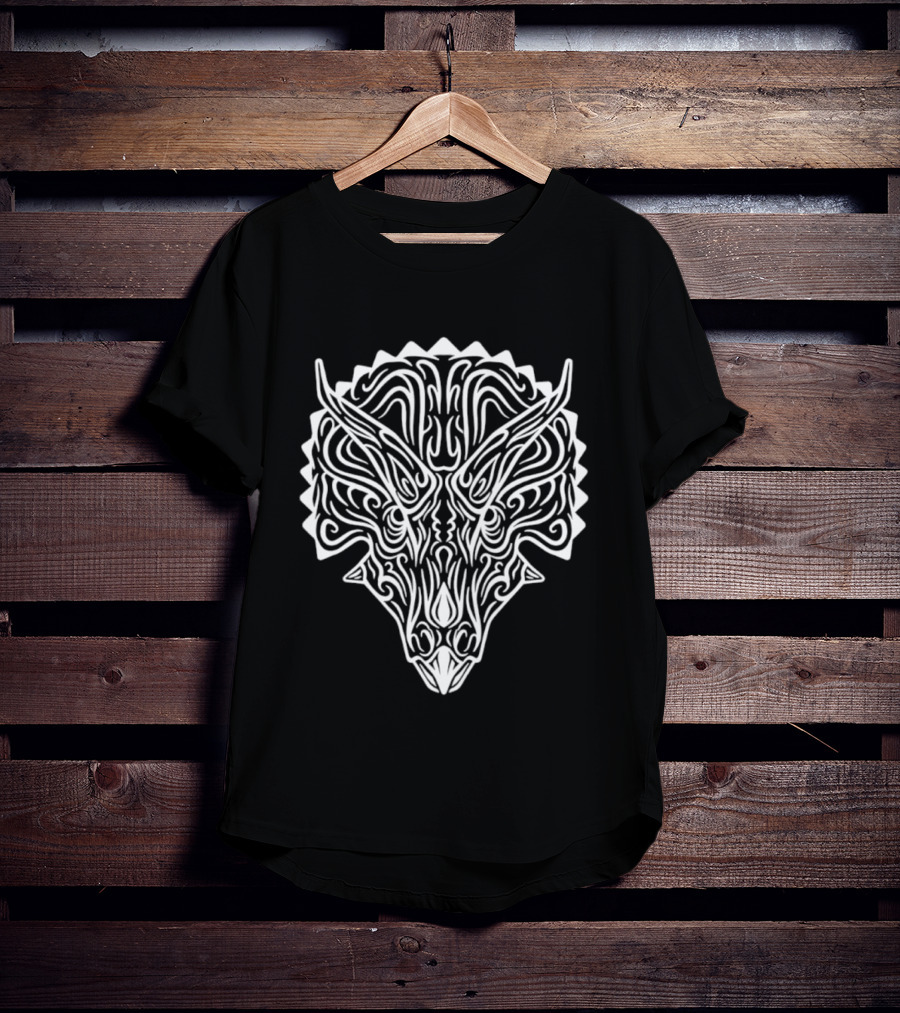 Triceratops Head Tribal T-Shirt