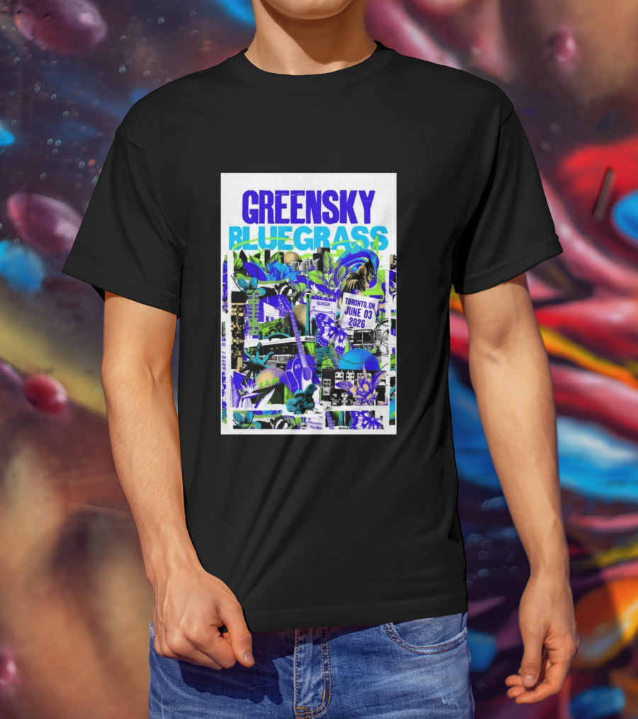 Greensky Bluegrass Toronto ON June 03 2026 Guitar Butterfly Cityscape T-Shirt