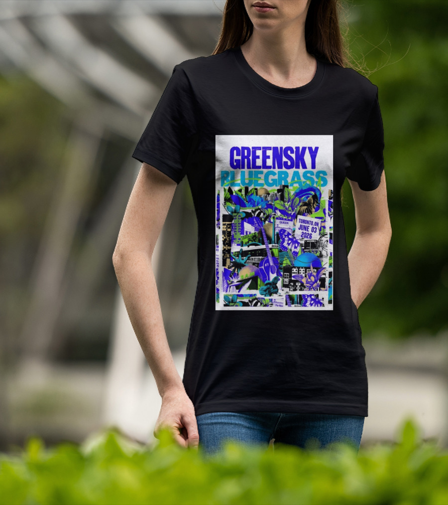 Greensky Bluegrass Toronto ON June 03 2026 Guitar Butterfly Cityscape T-Shirt
