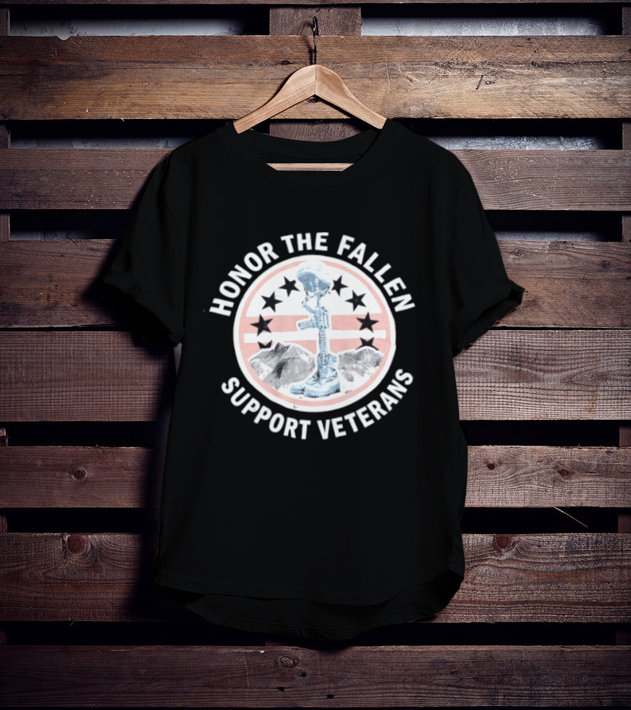 Honor The Fallen Support Veterans Soldier Memorial Stars Patriotic T-Shirt