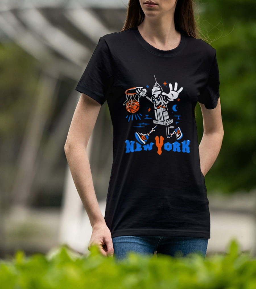 New York Knicks Empire State Building With Basketball And Sneakers T-Shirt