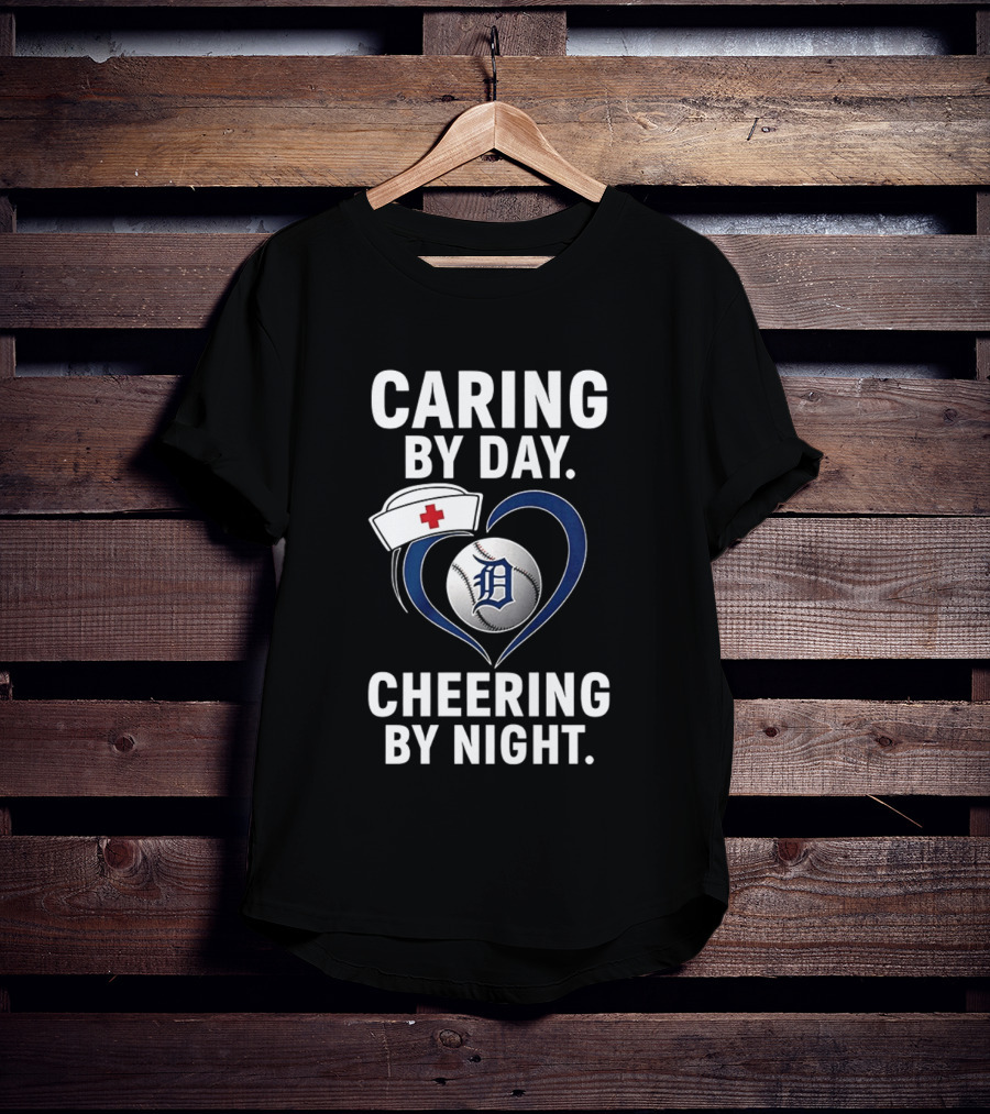 Caring By Day Nurse Baseball Fan Cheering By Night T-Shirt