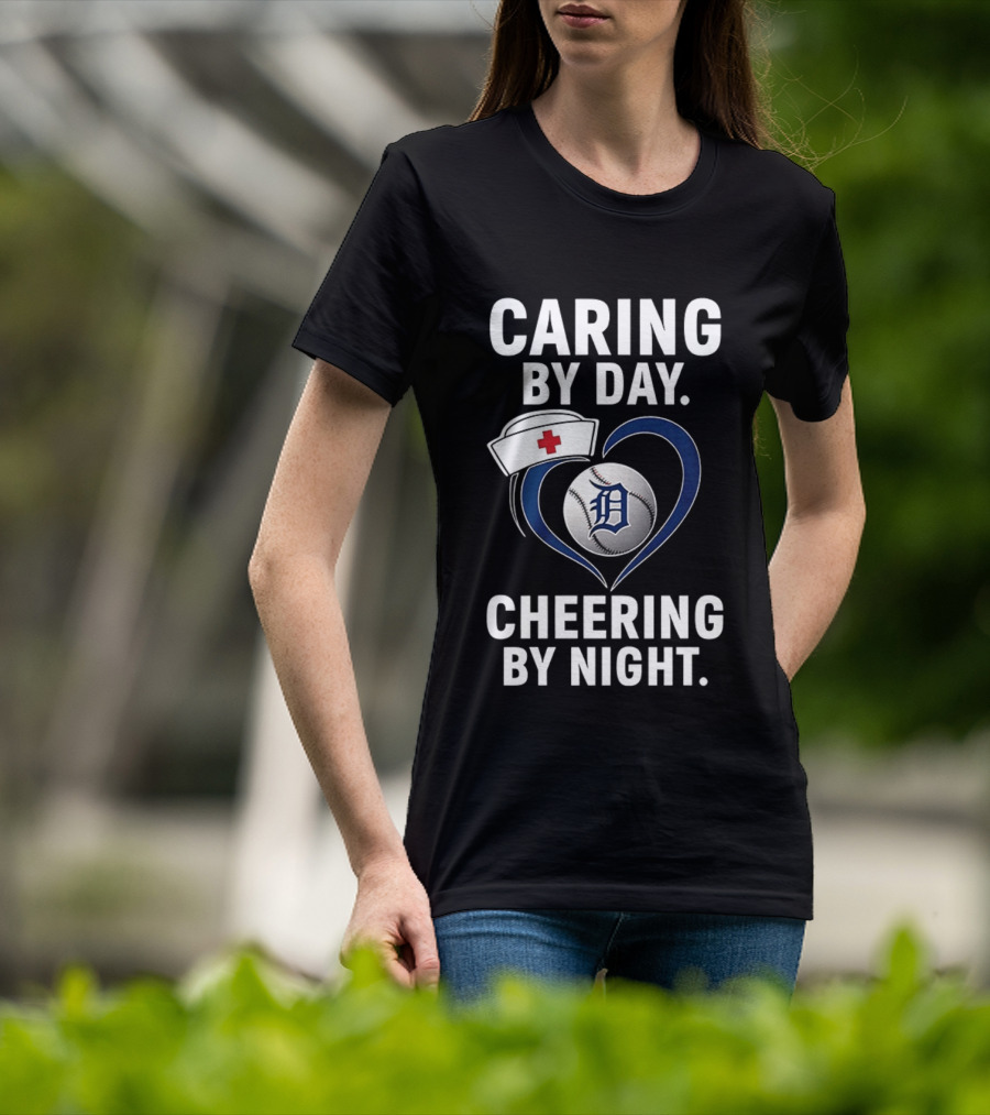 Caring By Day Nurse Baseball Fan Cheering By Night T-Shirt