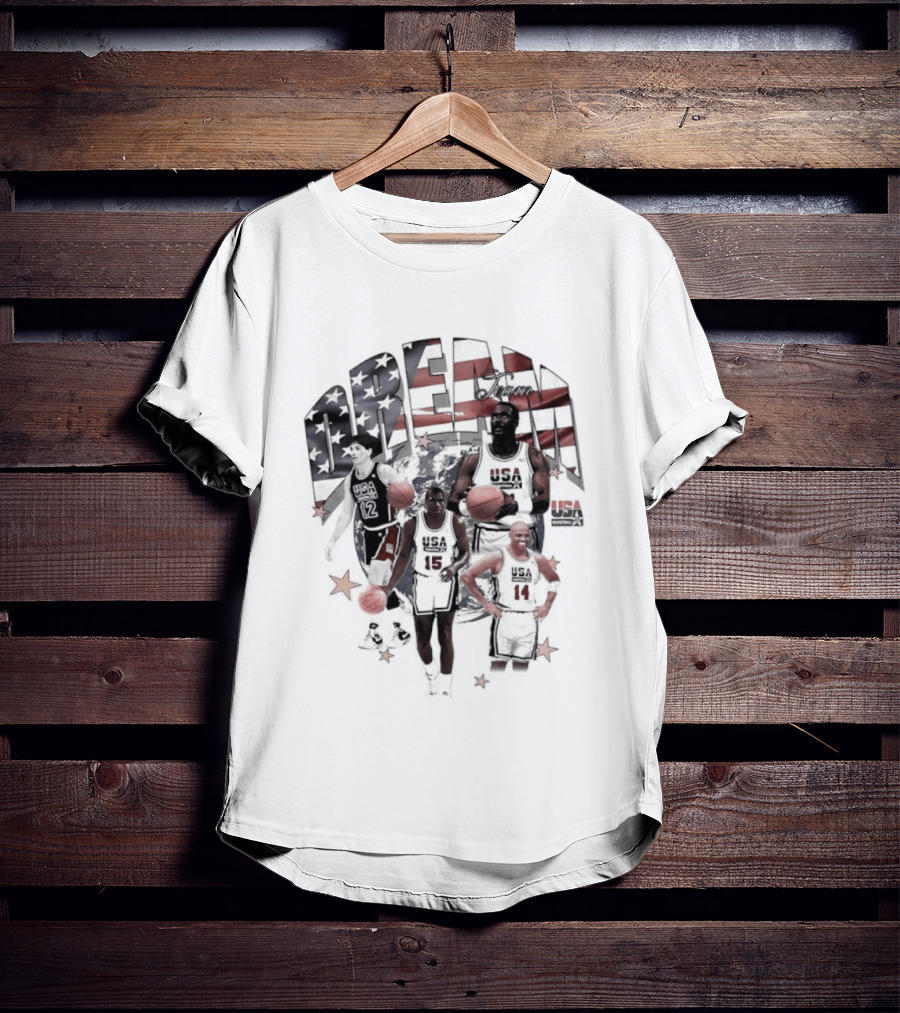 1992 USA Dream Team John Stockton Magic Johnson Karl Malone Charles Barkley Basketball America T-Shirt