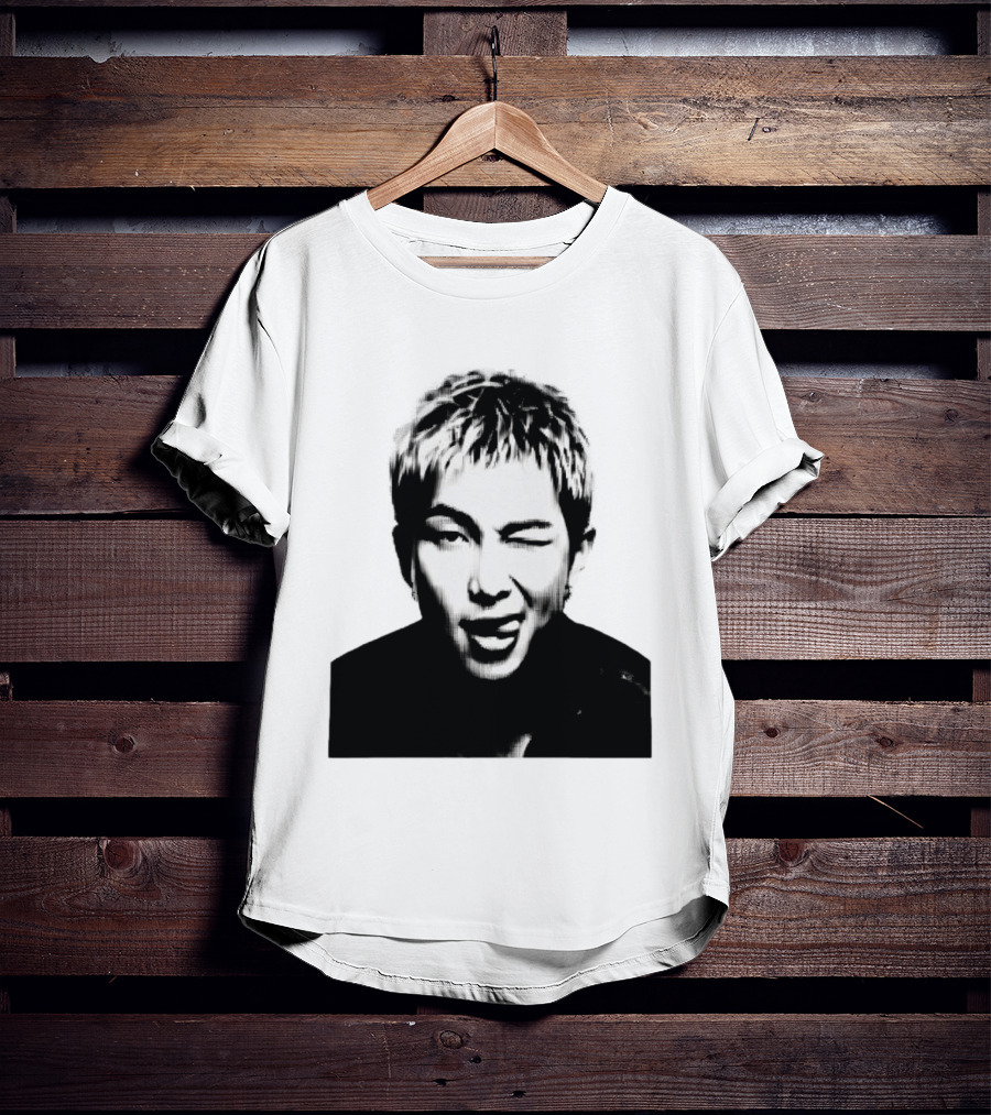 Kim Namjoon BTS K Pop Music Star Halftone Monochrome T-Shirt