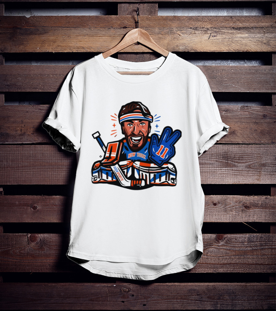 Mathew Barzal New York Islanders Hockey Illustration Player Number 13 Victory Gesture Sports Fan T-Shirt