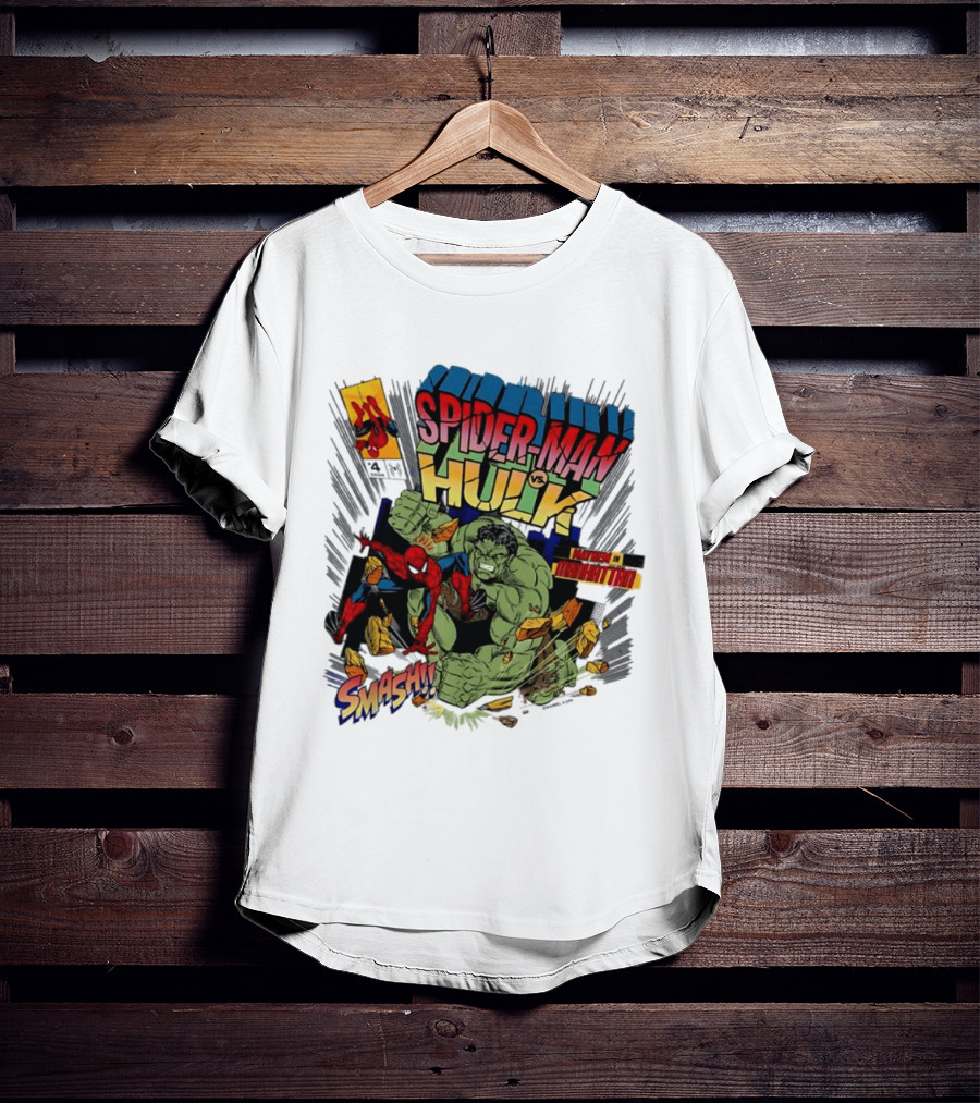 Spider Man Vs Hulk Mayhem Manhattan Marvel Smash 2026 Comic T-Shirt