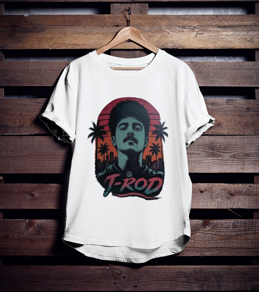 J ROD Miami Dolphins Vaporwave Aesthetic Neon Lights NFL T-Shirt