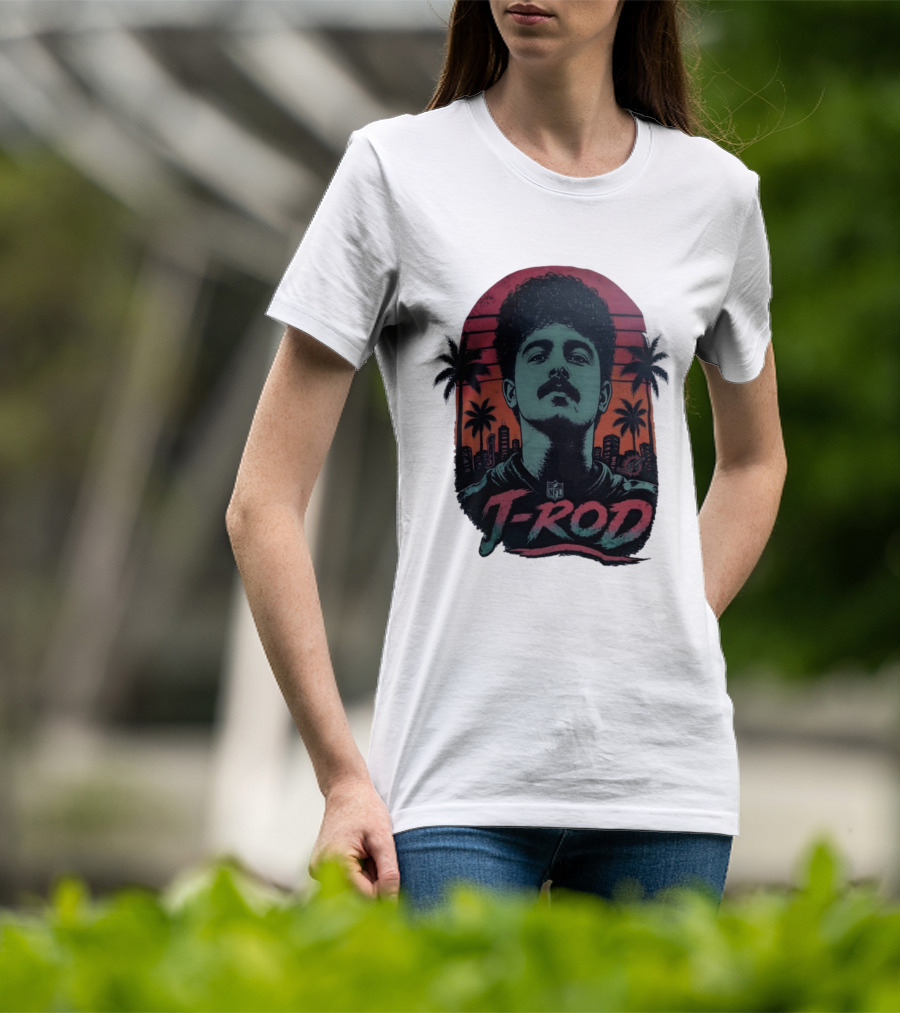 J ROD Miami Dolphins Vaporwave Aesthetic Neon Lights NFL T-Shirt