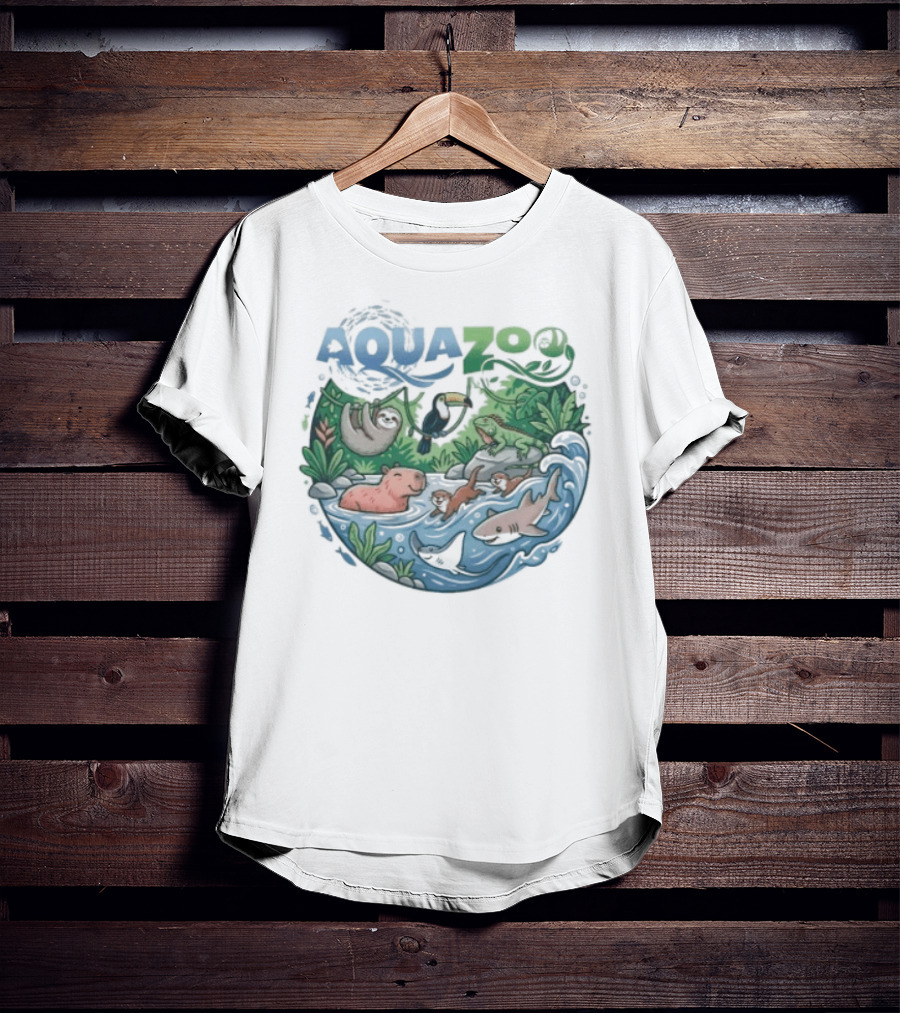 Aquazoo Wildlife Adventure With Toucan Shark Capybara T-Shirt