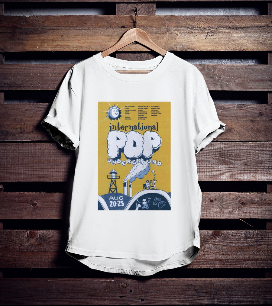 International Pop Underground Festival August 20 25 Beat Happening Fugazi Legend Of Yulesville Seaweed Спинанес Free Us T-Shirt
