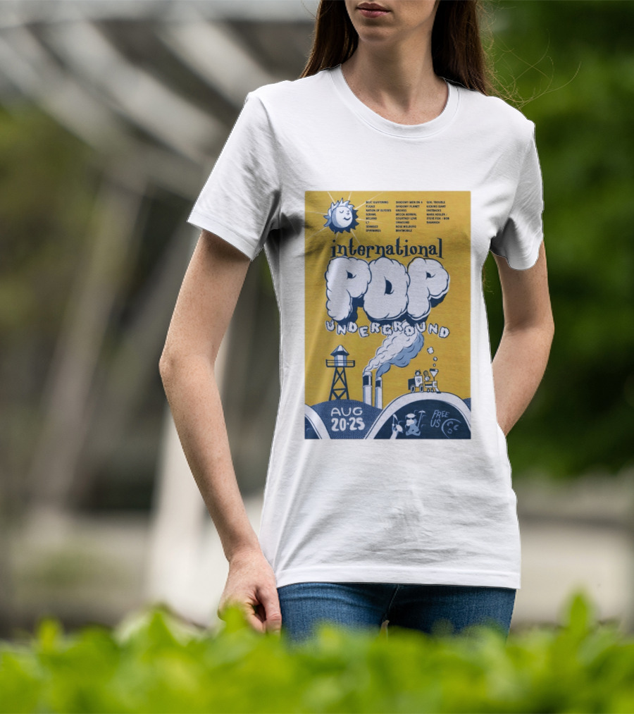 International Pop Underground Festival August 20 25 Beat Happening Fugazi Legend Of Yulesville Seaweed Спинанес Free Us T-Shirt