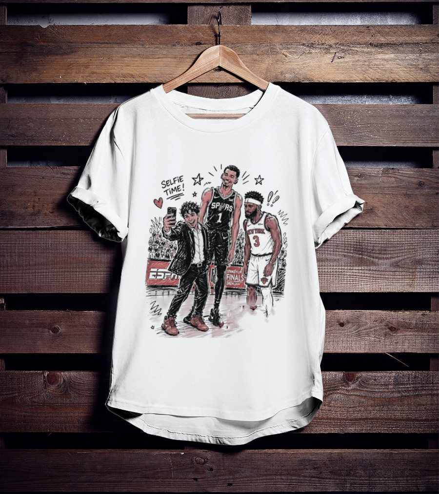 NY Knicks And San Antonio Spurs Selfie Time Finals Caricature T-Shirt