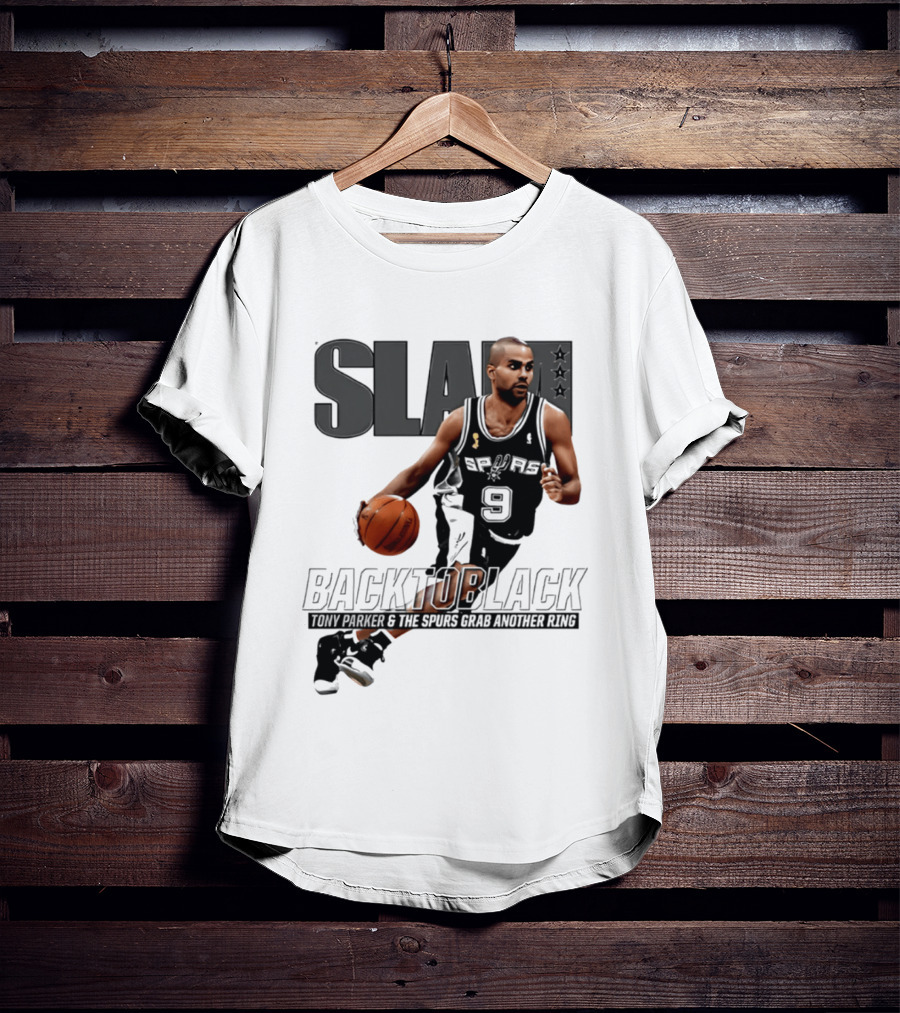 SLAM Back To Black San Antonio Spurs Tony Parker 9 Spurs Grab Another Ring T-Shirt