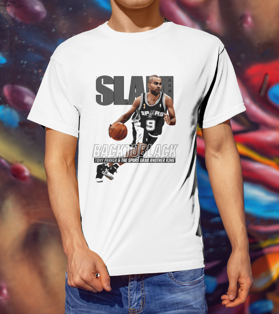 SLAM Back To Black San Antonio Spurs Tony Parker 9 Spurs Grab Another Ring T-Shirt