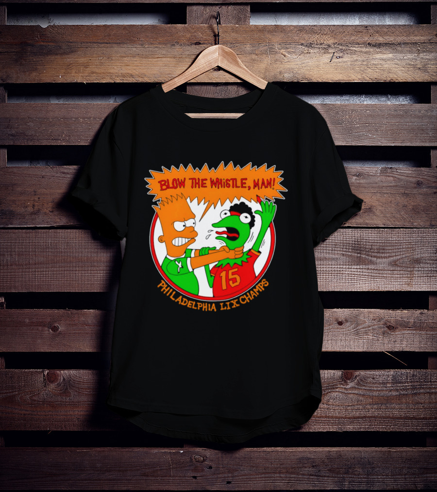 Bart Simpson Kermit The Frog Blow The Whistle Philadelphia LIX Champs T-Shirt