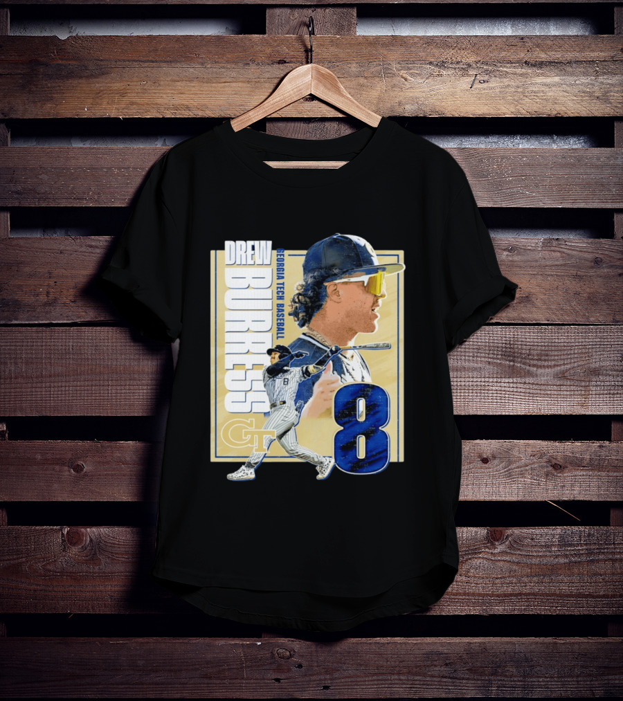 Drew Burress Georgia Tech Baseball Athlete Number 8 T-Shirt