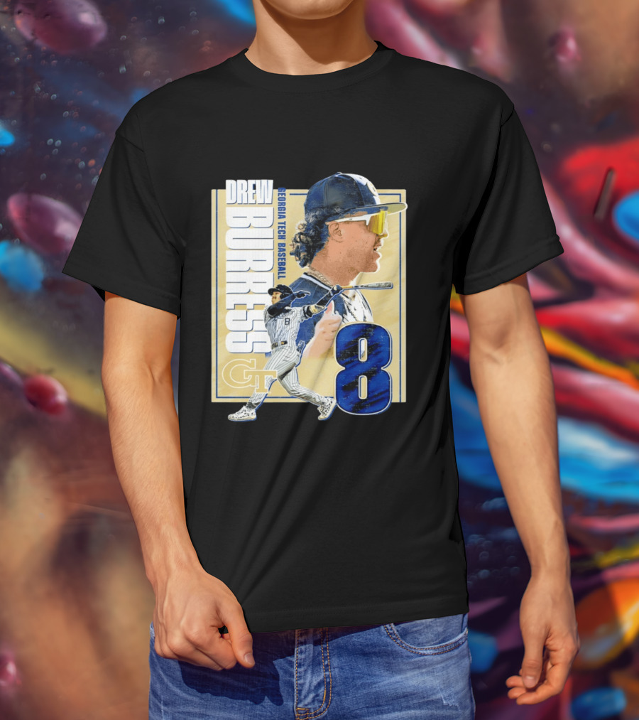 Drew Burress Georgia Tech Baseball Athlete Number 8 T-Shirt