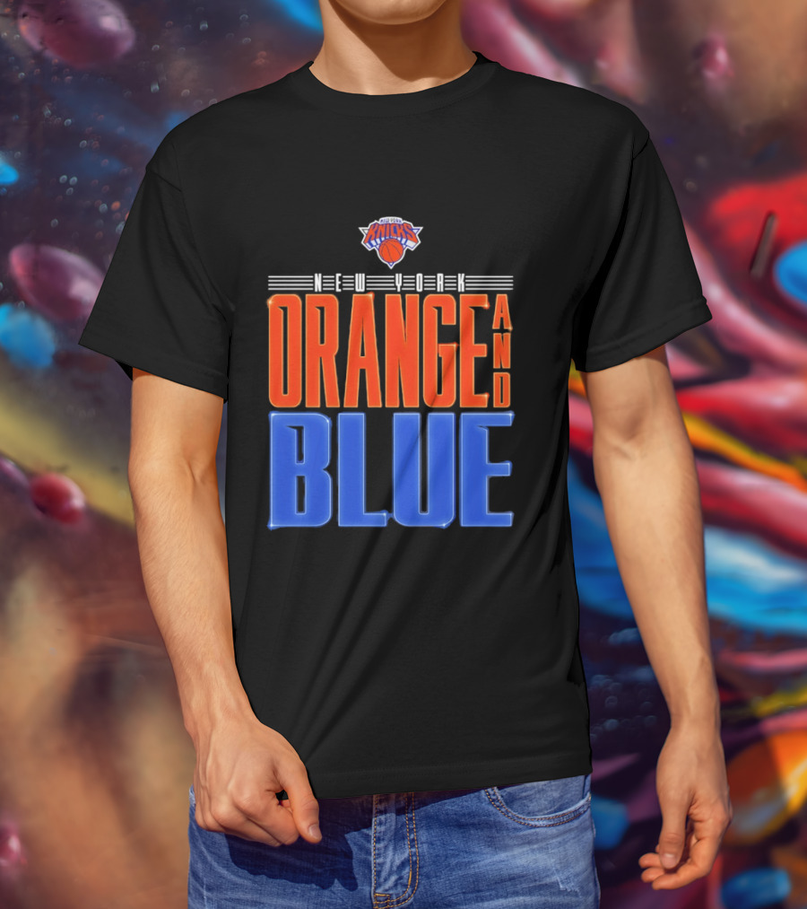 New York Knicks Orange And Blue Neon T-Shirt