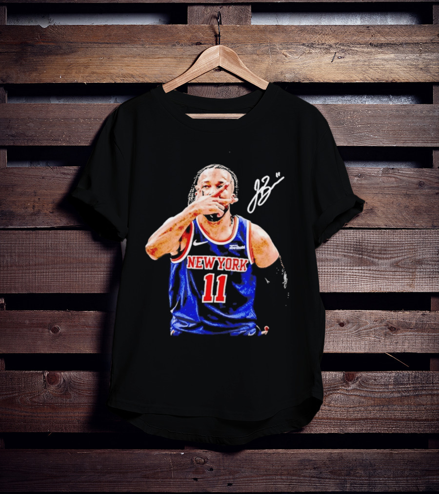 Jalen Brunson New York Knicks 11 JB Basketball Celebration Blue T-Shirt