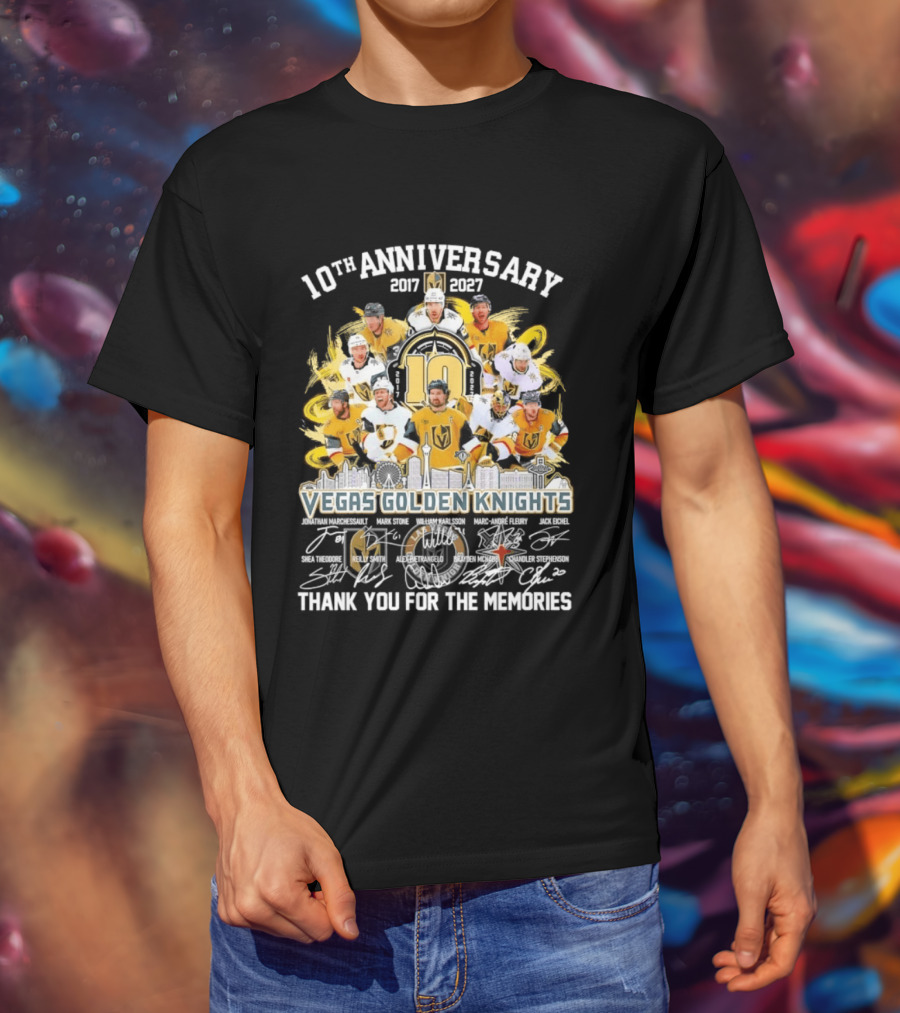 Vegas Golden Knights 10th Anniversary 2017 2027 Thank You For The Memories T-Shirt