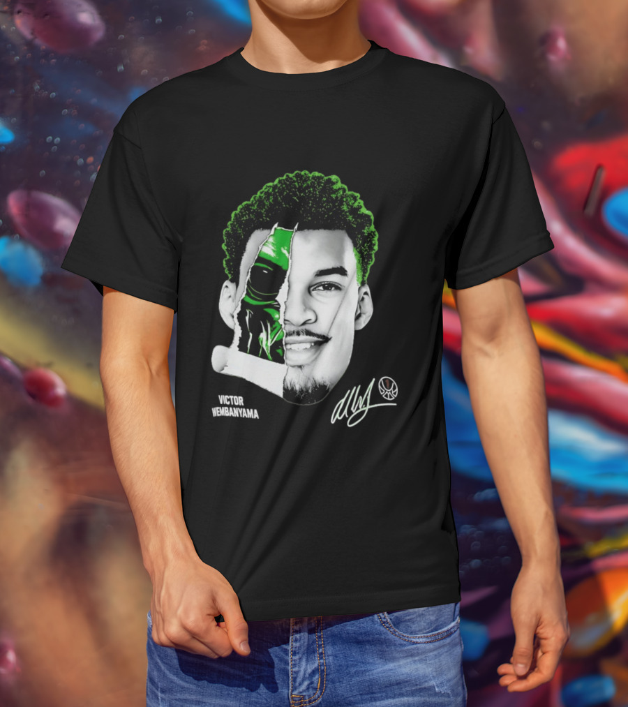 Victor Wembanyama Alien Torn Creature Signature T-Shirt