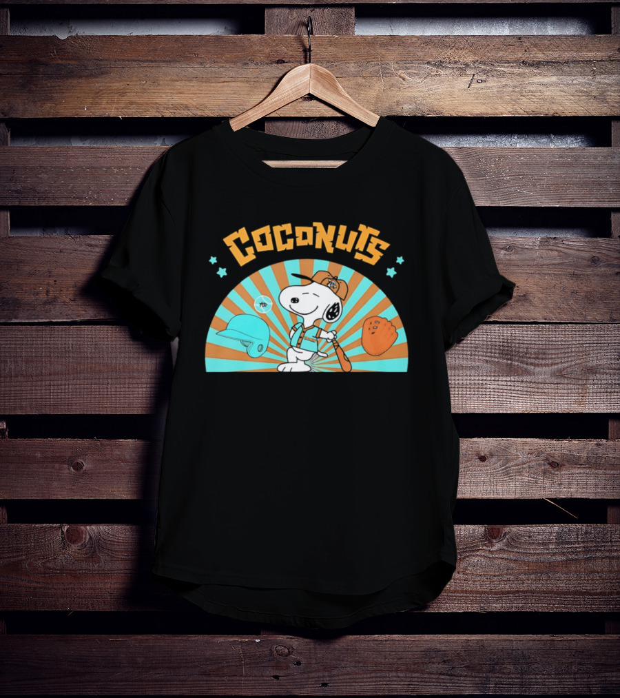 Snoopy Coconuts Baseball Player Cartoon Dog Peanuts Charlie Brown T-Shirt