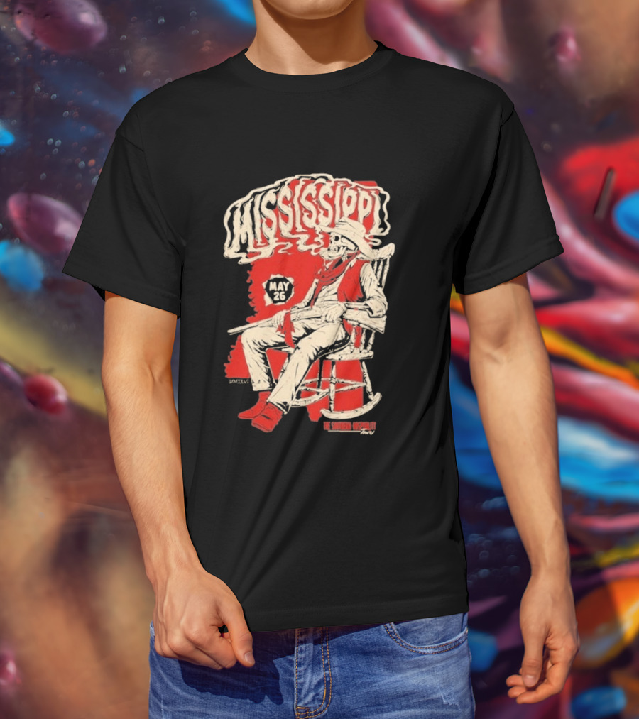 Whiskey Myers May 26 Mississippi Cowboy In Rocking Chair T-Shirt