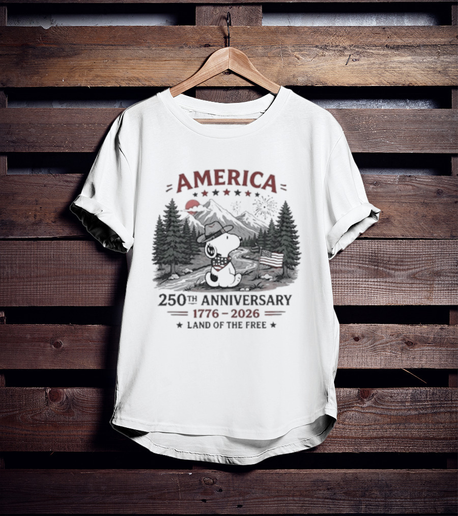 America 250th Anniversary 1776 2026 Land Of The Free Snoopy Peanuts T-Shirt