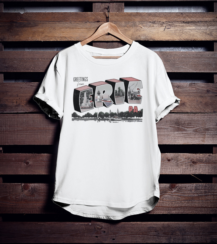 Greetings From Erie PA Landmark Destination Souvenir Travel T-Shirt