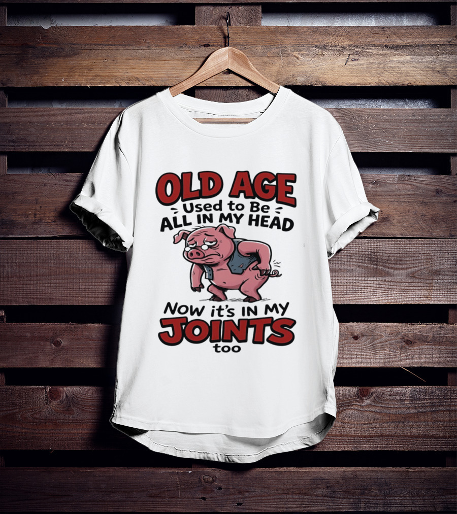 Old Age Used To Be All In My Head Now It's In My Joints Too Pig T-Shirt