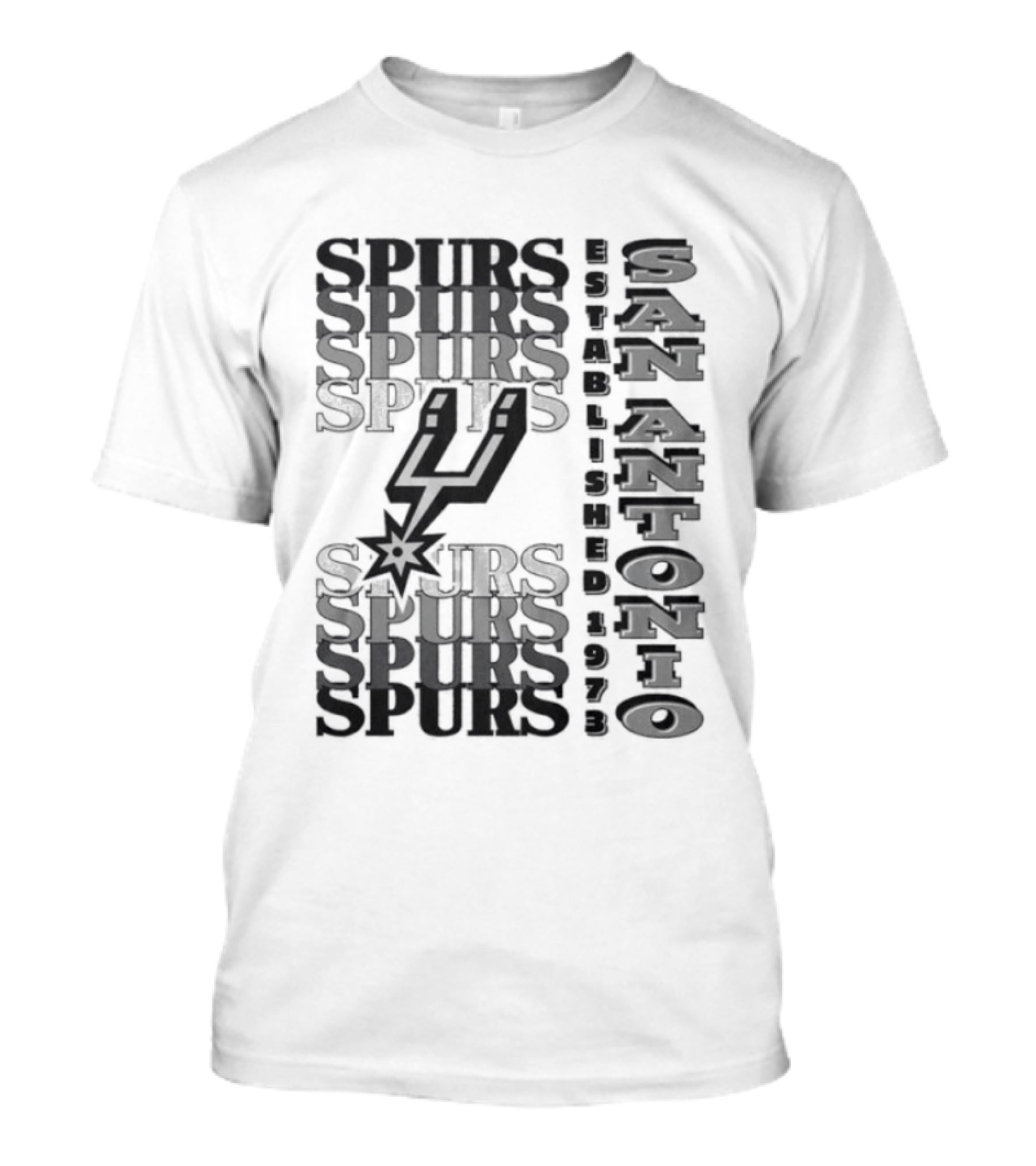 San Antonio Spurs Stacked Wordmark Logo With Iconic Spur T-Shirt