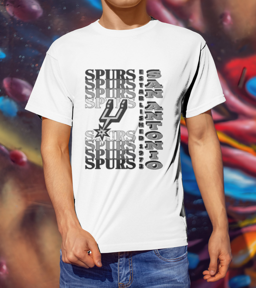 San Antonio Spurs Stacked Wordmark Logo With Iconic Spur T-Shirt