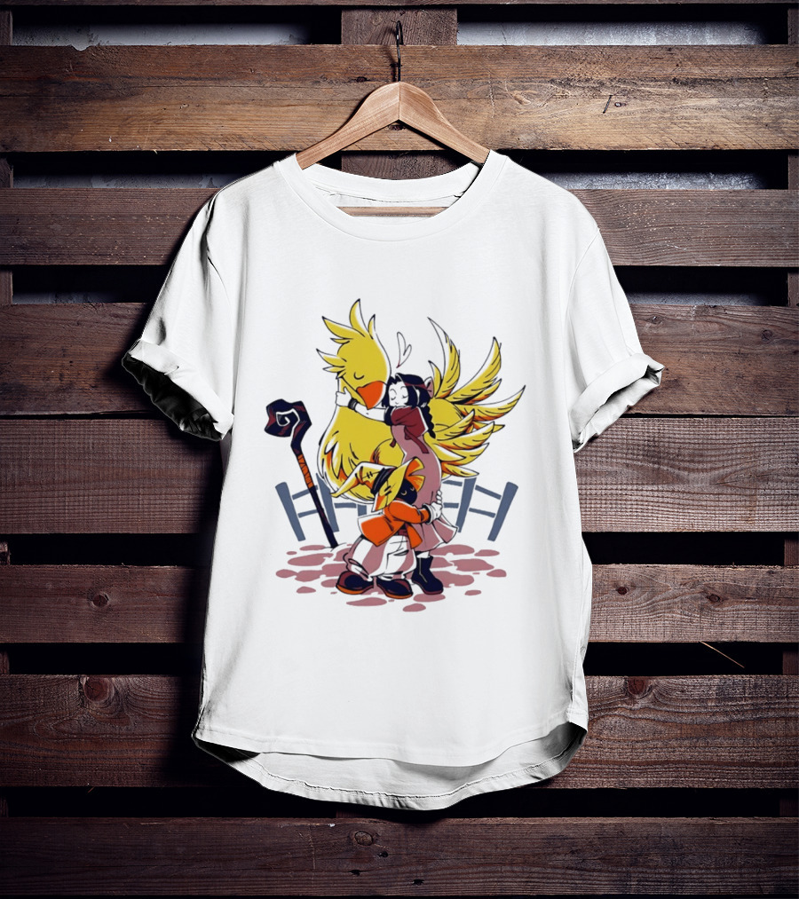 Aerith Gainsborough Vivi Ornitier Chocobo Hug Fantasy Characters Embrace T-Shirt