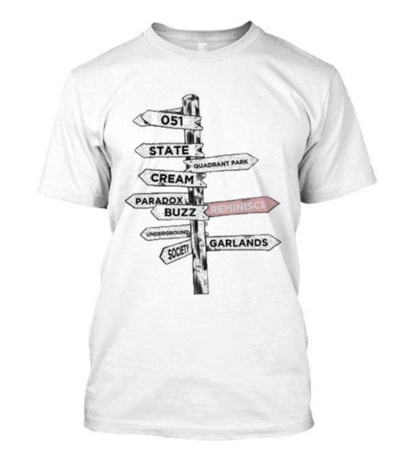 Lee Butler Liverpool Reminisce Signpost Festival Directions T-Shirt