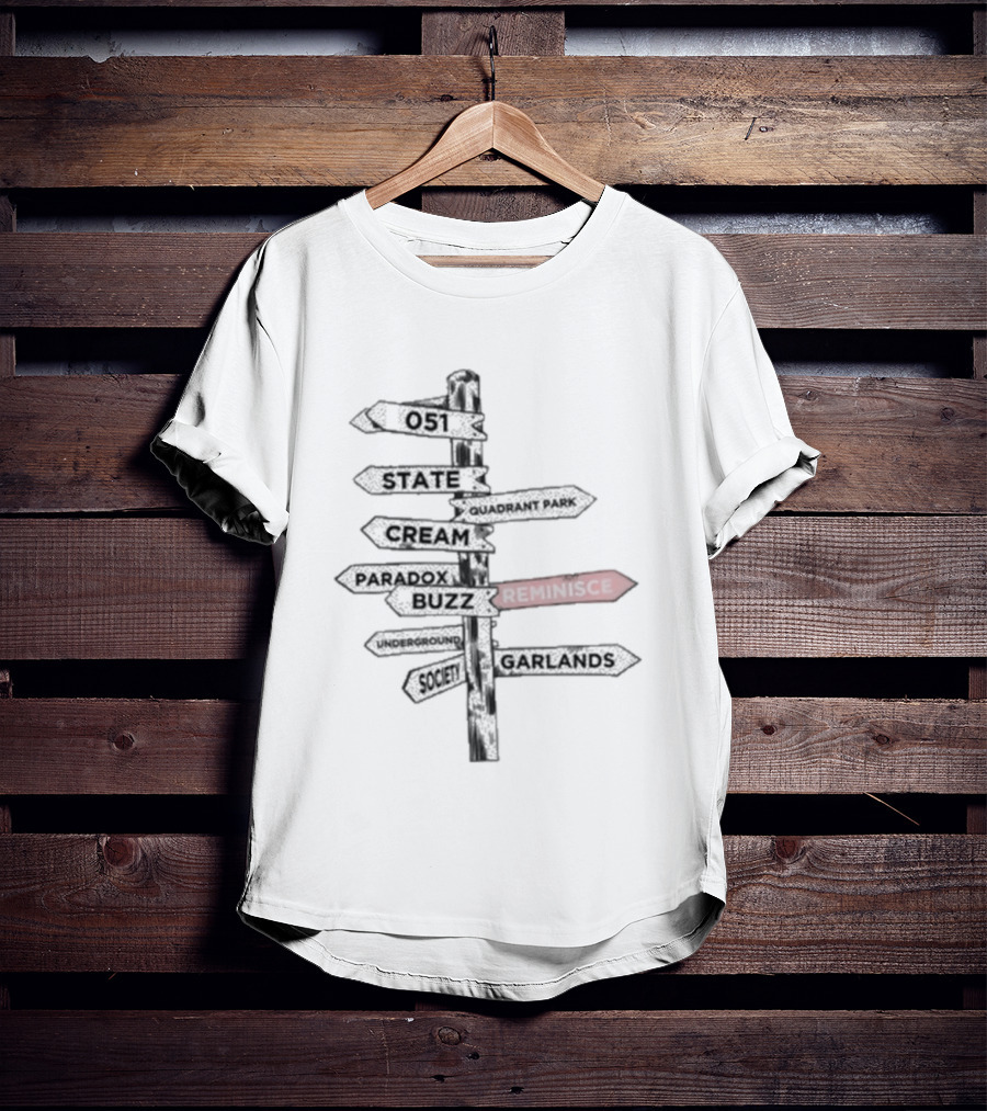Lee Butler Liverpool Reminisce Signpost Festival Directions T-Shirt