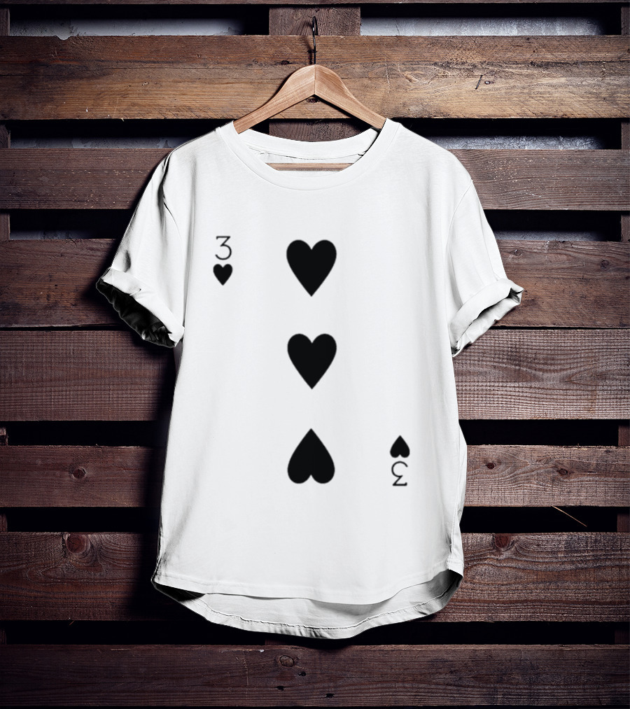 Three Of Hearts Playing Card Design Valentines T-Shirt