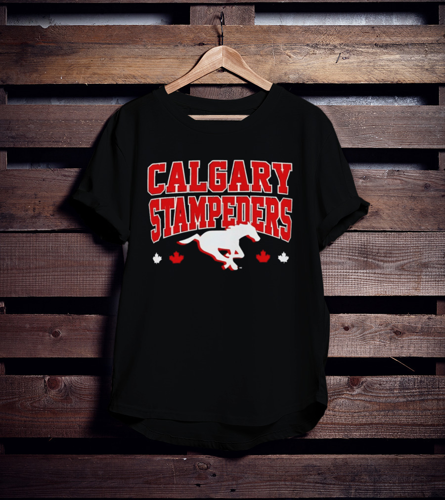 Calgary Stampeders Running Horse Maple Leaf Red Team Spirit T-Shirt