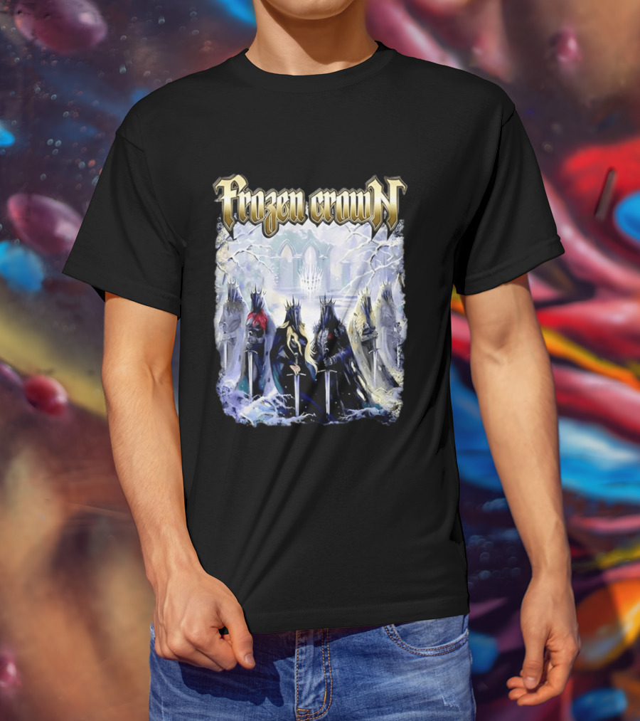 Frozen Crown Dark Fantasy Rulers Sword Wielding Monarchs T-Shirt
