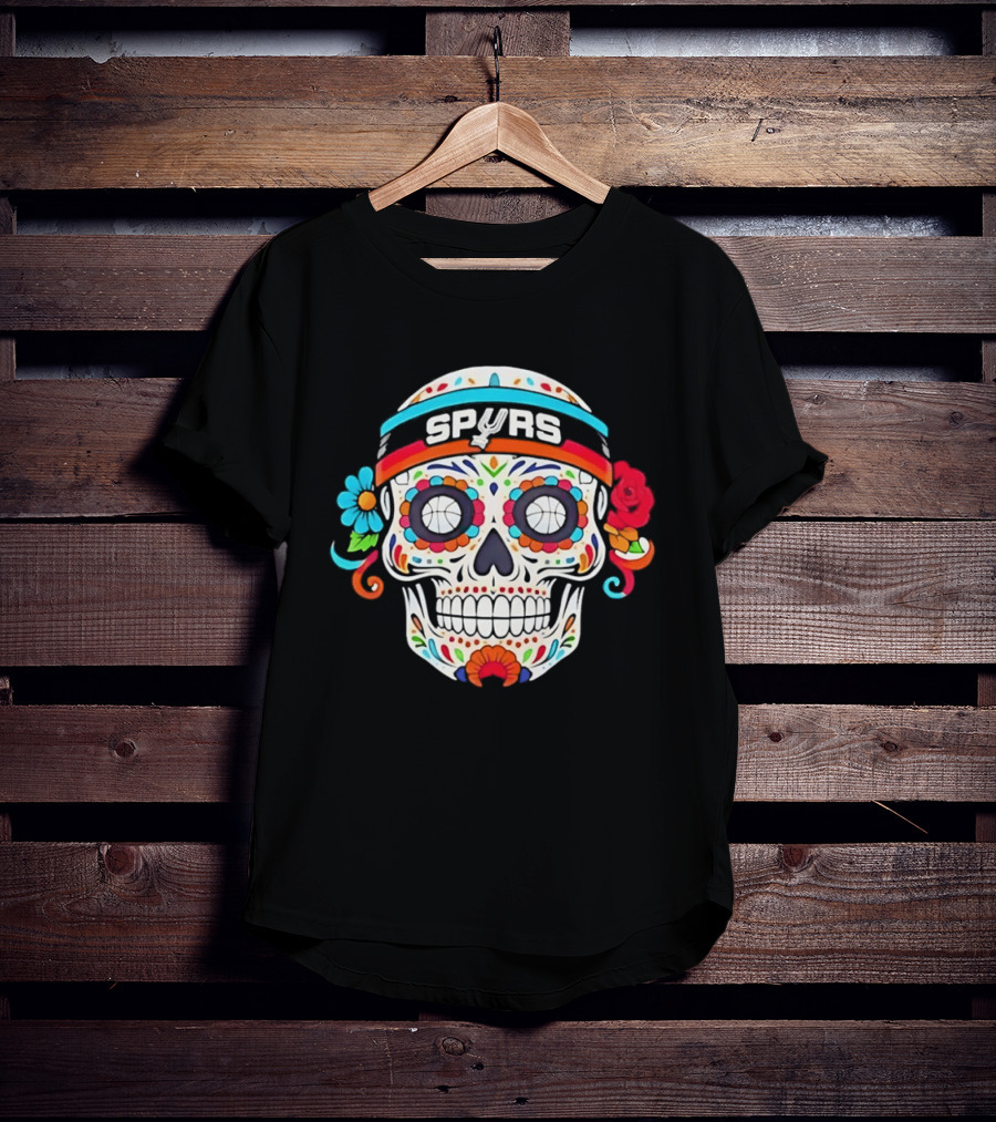San Antonio Spurs Sugar Skull Day Of The Dead Basketball Fan T-Shirt