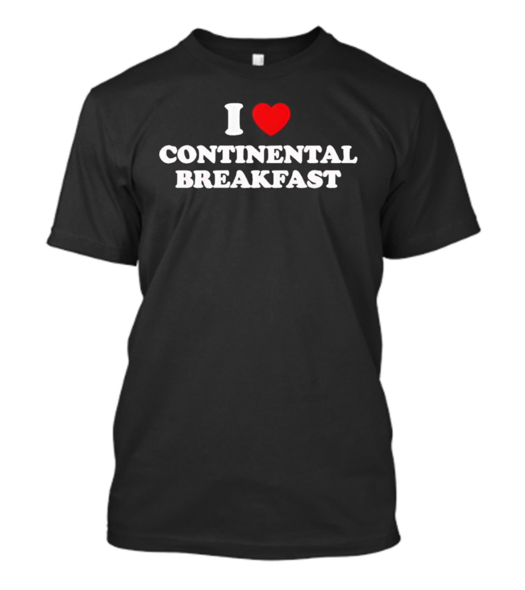 I Heart Love Continental Breakfast Black T-Shirt