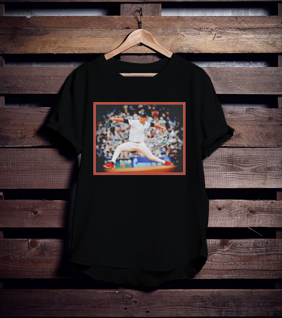 Tarik Skubal Detroit Tigers Pitcher Action Pose MLB Player 2026 Spotlight T-Shirt