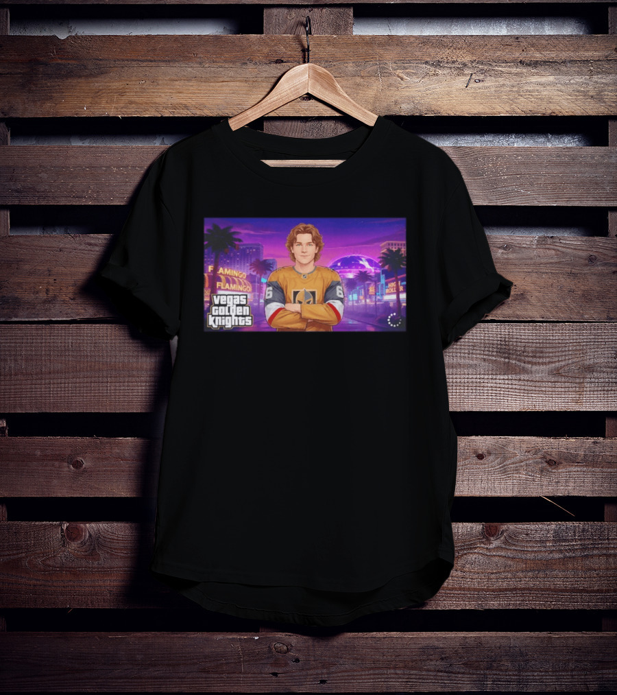 Vegas Golden Knights Kaedan Korczak Flamingo High Roller 66 T-Shirt