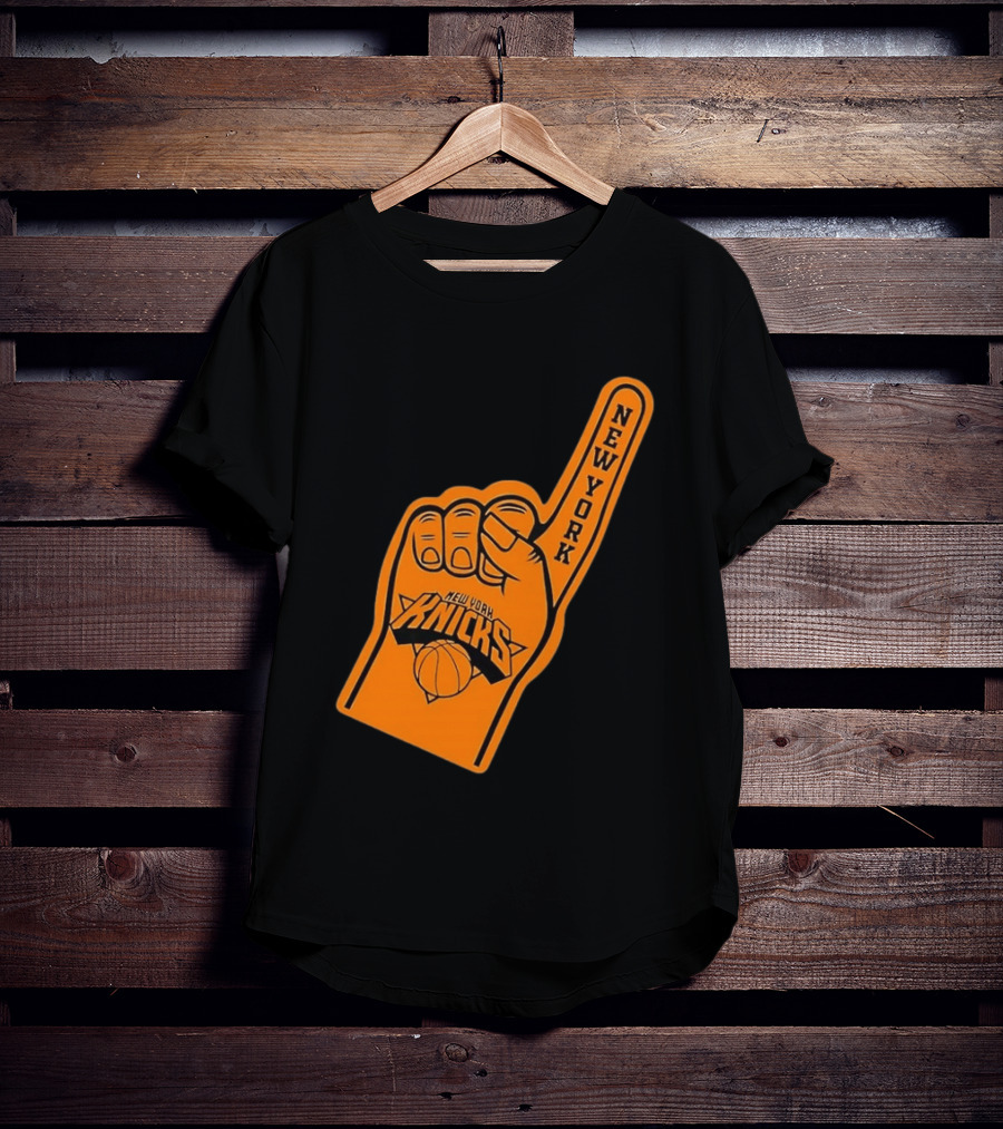 New York Knicks Foam Finger Basketball Fan Gear T-Shirt