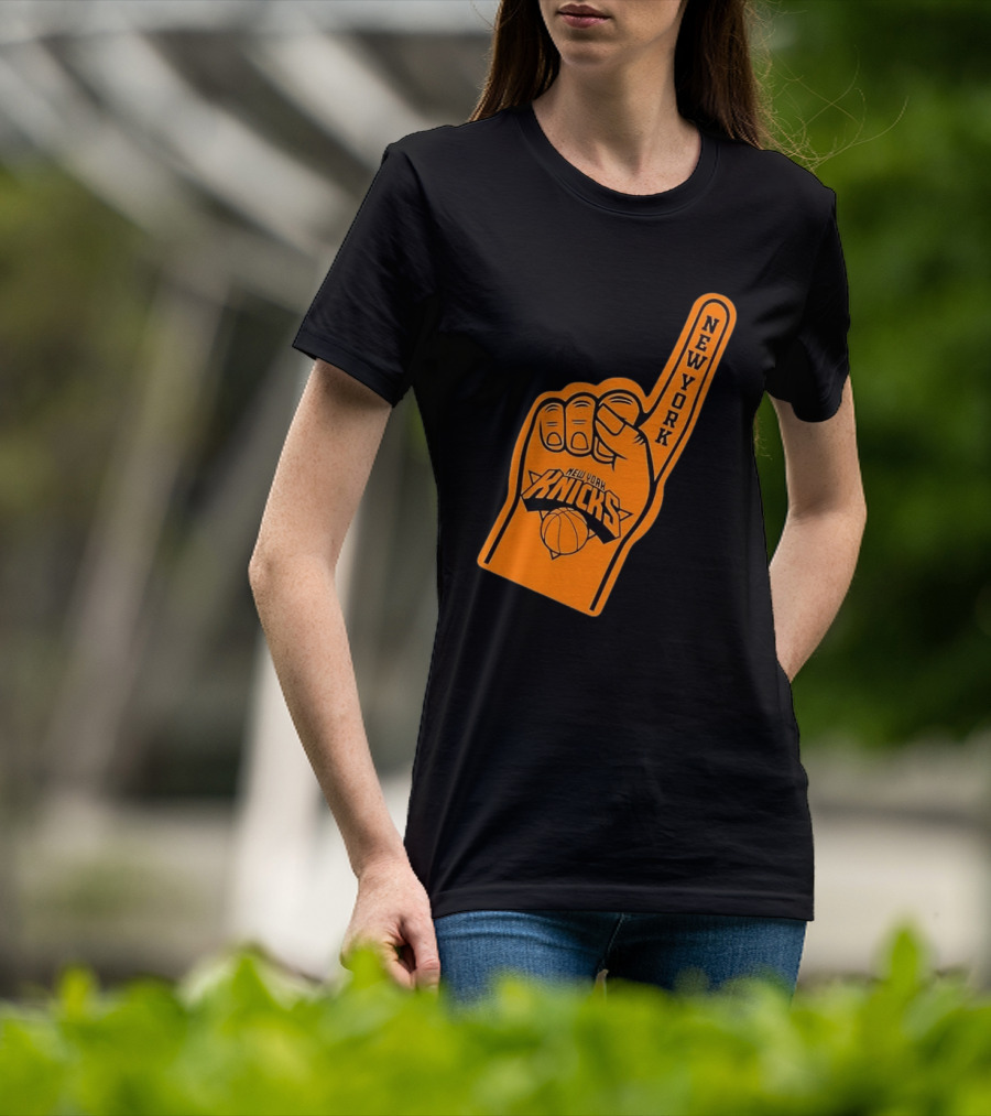 New York Knicks Foam Finger Basketball Fan Gear T-Shirt