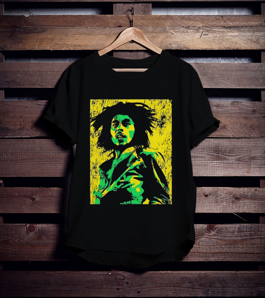 Bob Marley One Love Reggae Art Green Yellow T-Shirt