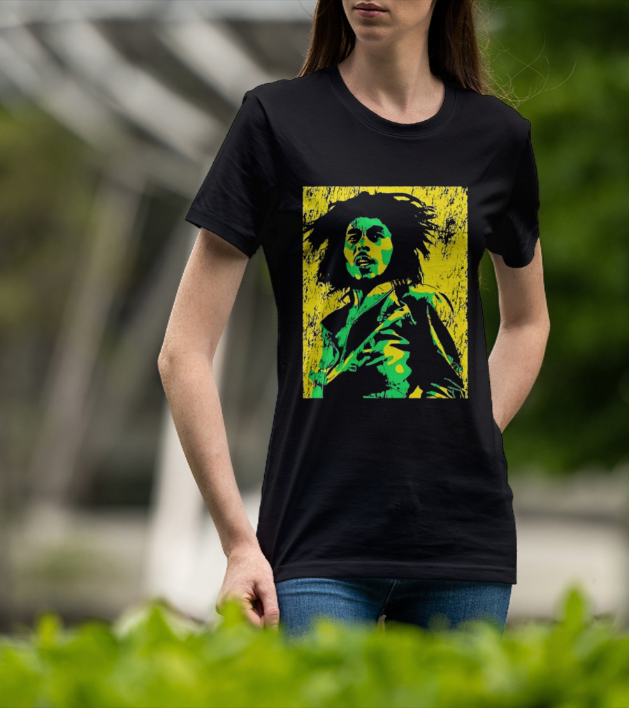 Bob Marley One Love Reggae Art Green Yellow T-Shirt